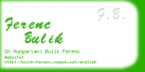 ferenc bulik business card